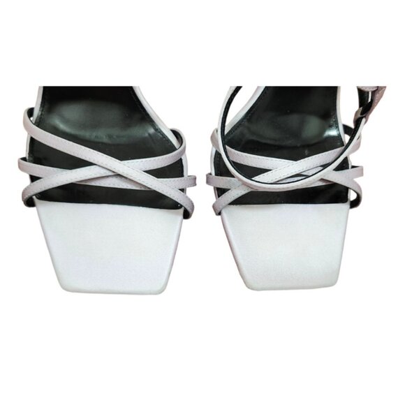 Saint Laurent Paris Satin Strappy Heels Light Lavender Black 36.5 EU - Picture 4 of 15